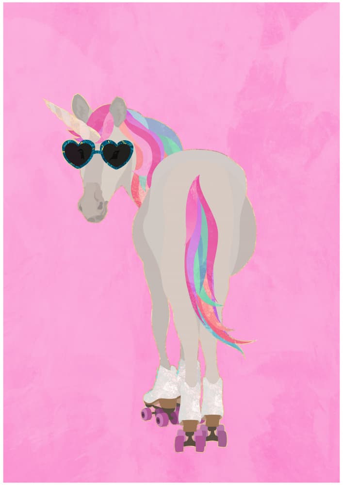 Cool Roller Unicorn by Sarah Manovski — canvas wall art