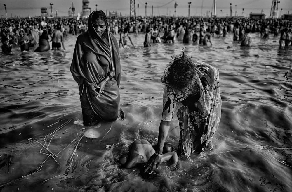 Devotion at Sacred River by Avishek Das — canvas wall art