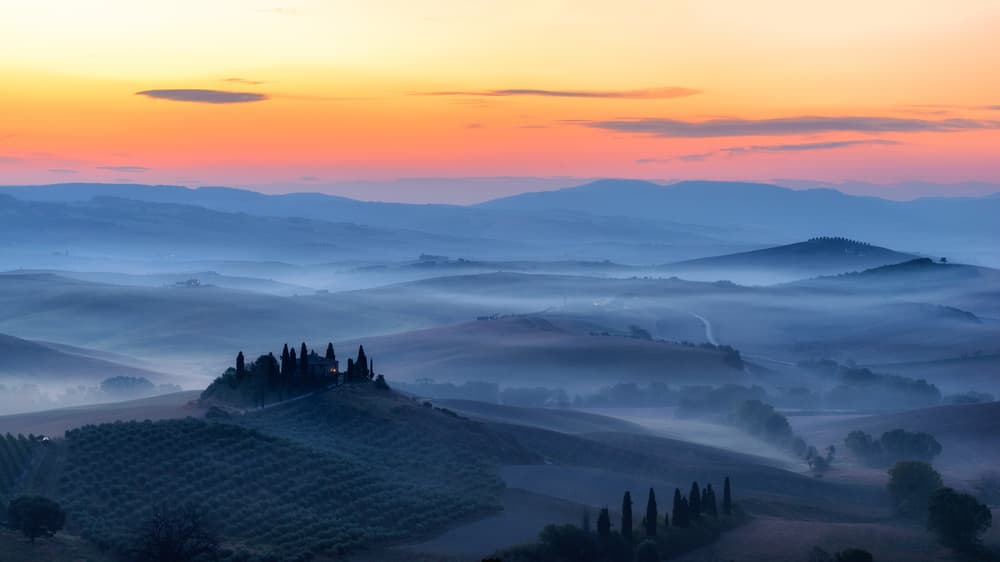 Misty Tuscan Valley Sunrise by Riccardo Lucidi — canvas wall art