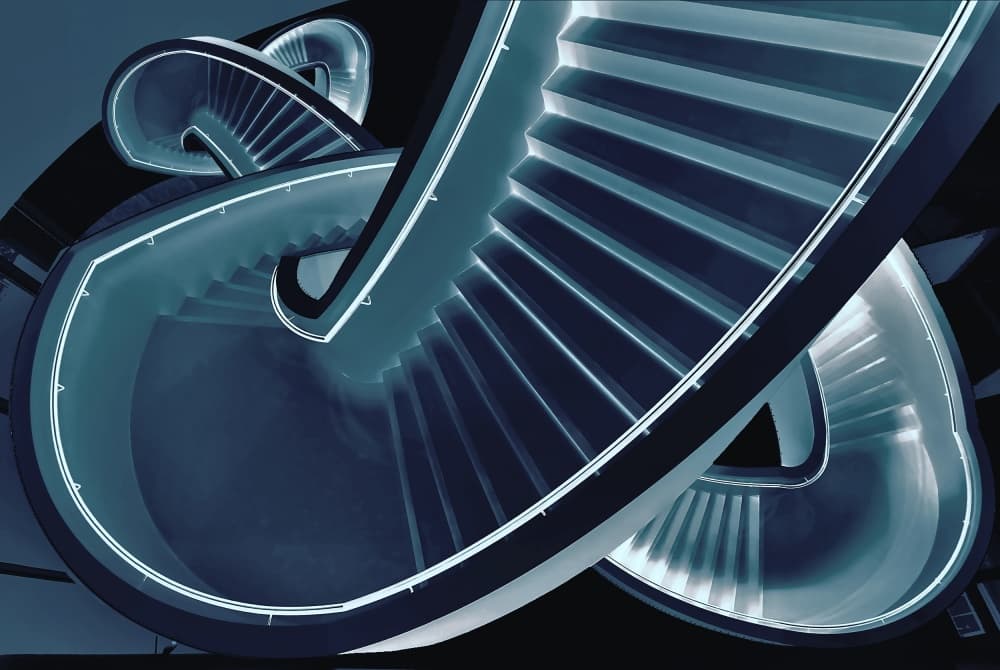 Abstract Blue Staircase by Henk van Maastricht — canvas wall art