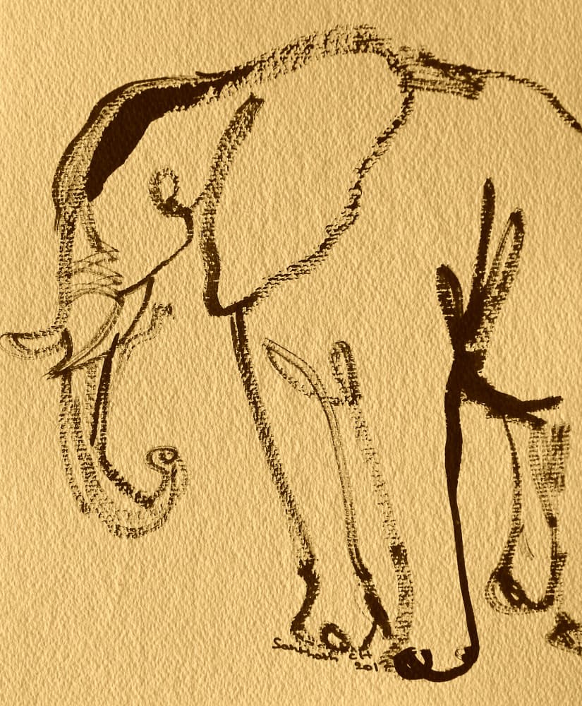 Elegant Elephant Drawing by Santhosh ch — canvas wall art