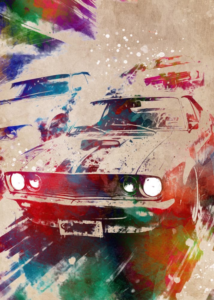 Vibrant Muscle Cars by Justyna Jaszke — canvas wall art