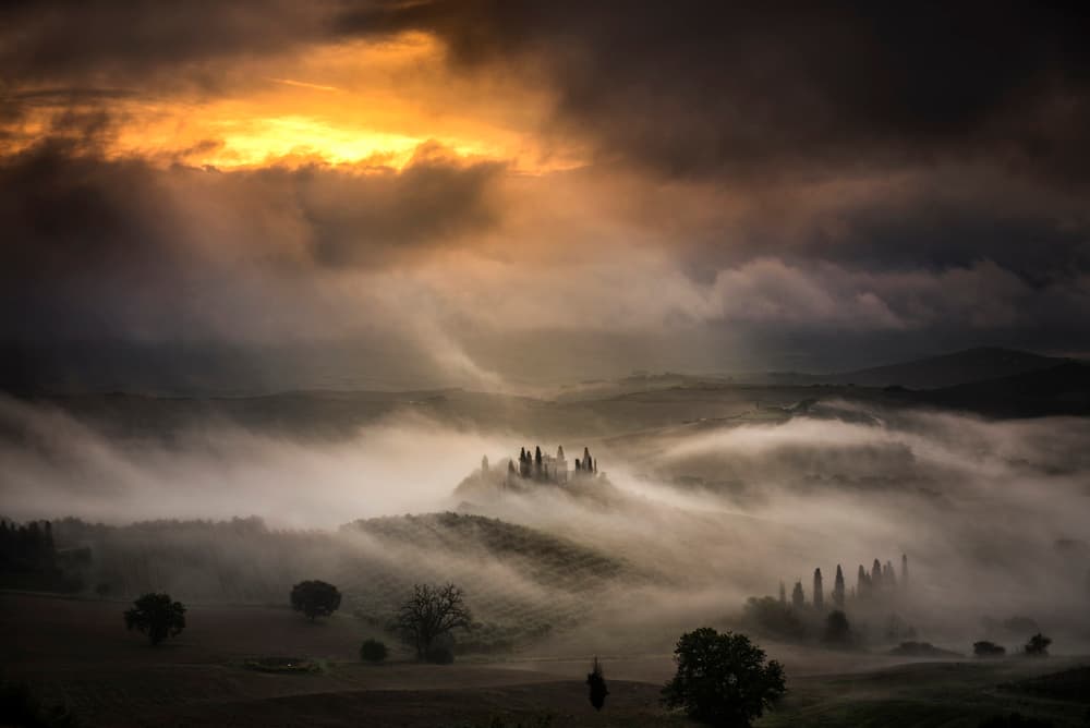 Misty Golden Sunrise by Alberto Ghizzi Panizza — canvas wall art