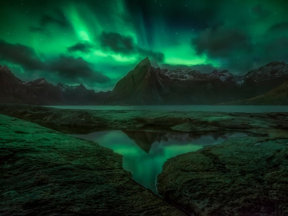 Northern Lights Reflection by Ryan Dyar — canvas wall art