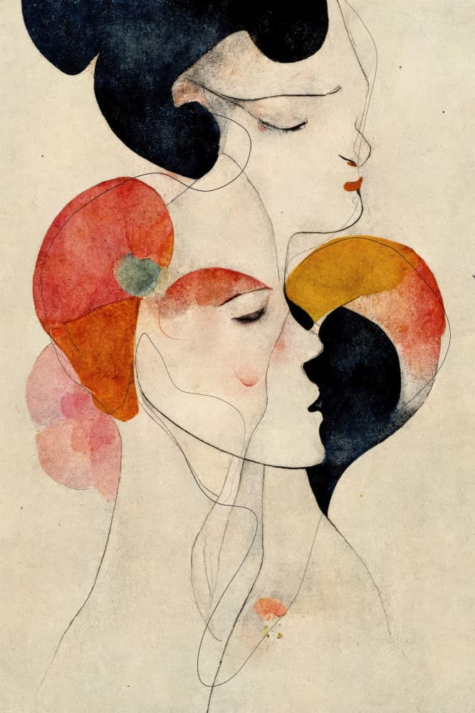 Flowing Faces Elegy by Treechild — canvas wall art