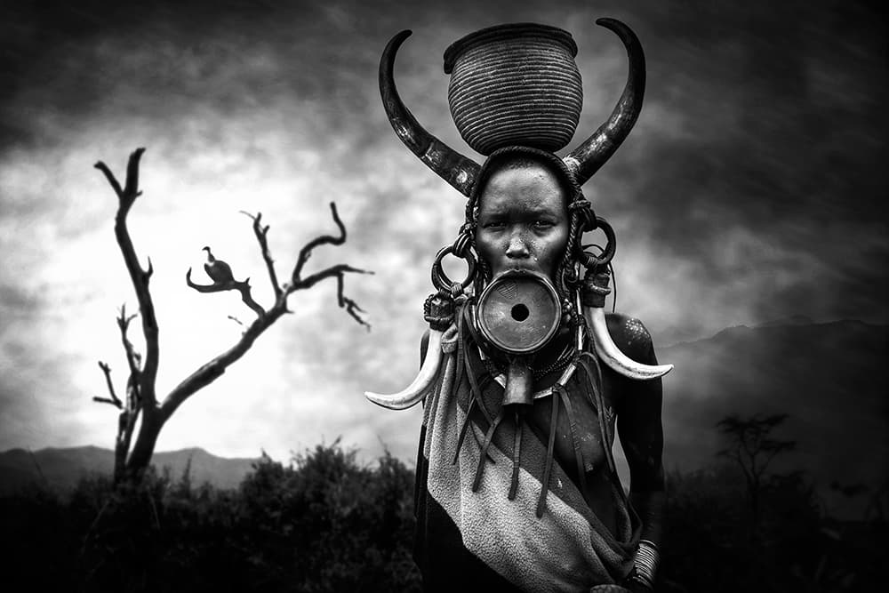 Tribal Woman Powerful Gaze by Svetlin Yosifov — canvas wall art