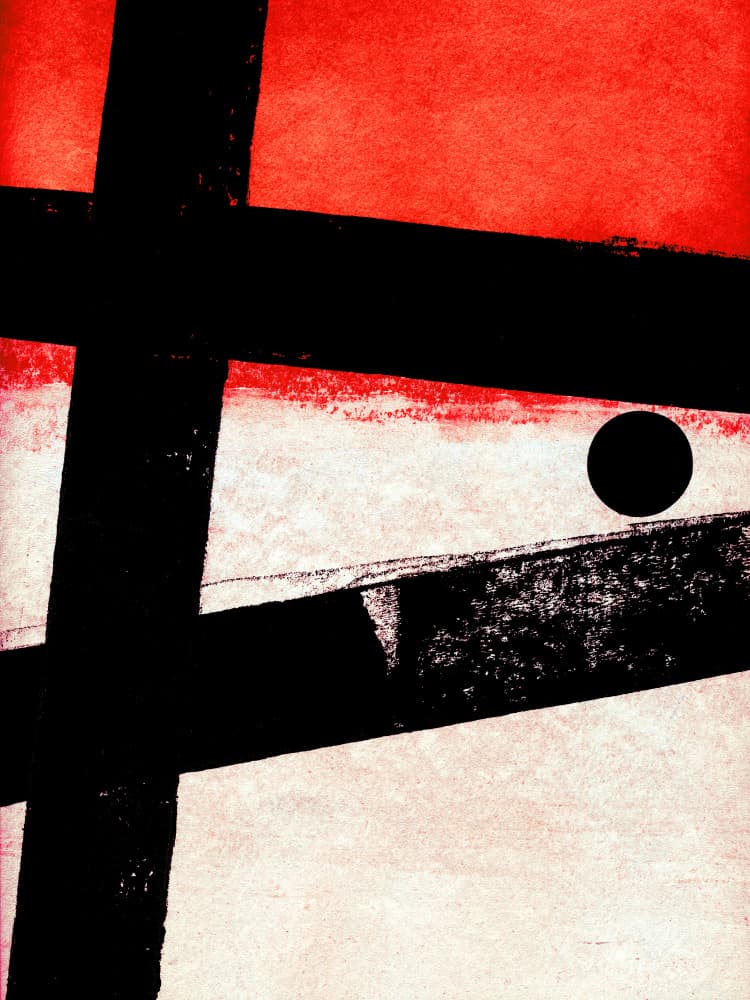 Red Black Circle Abstract by Petr Strnad — canvas wall art