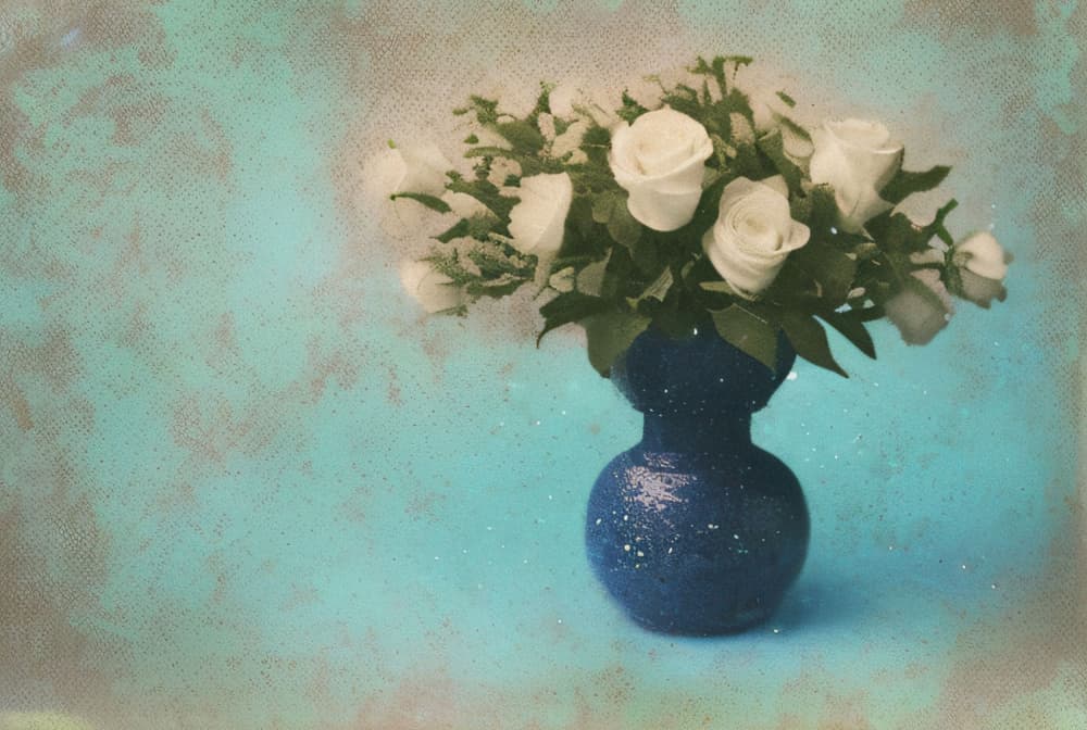 White Roses in Blue Vase by Cicero Spin — canvas wall art