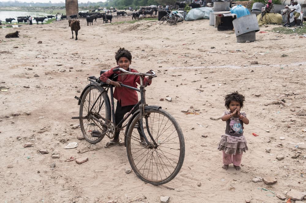 Indian Children Dusty Path by Luís Godinho — canvas wall art