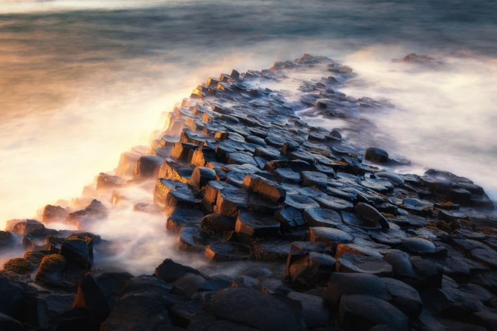 Misty Basalt Columns by Junbo Liang — canvas wall art