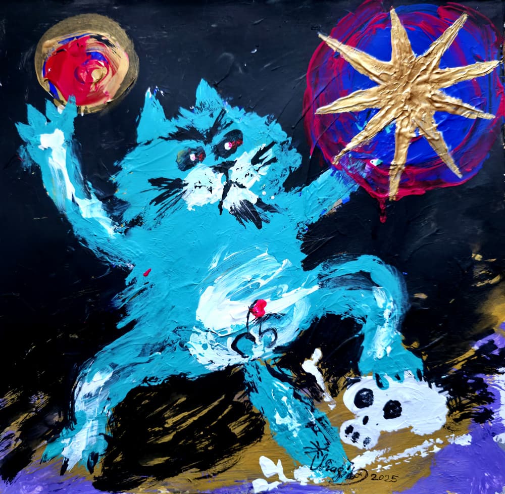 Blue Demon Cat by Kanat Ibragimov — canvas wall art
