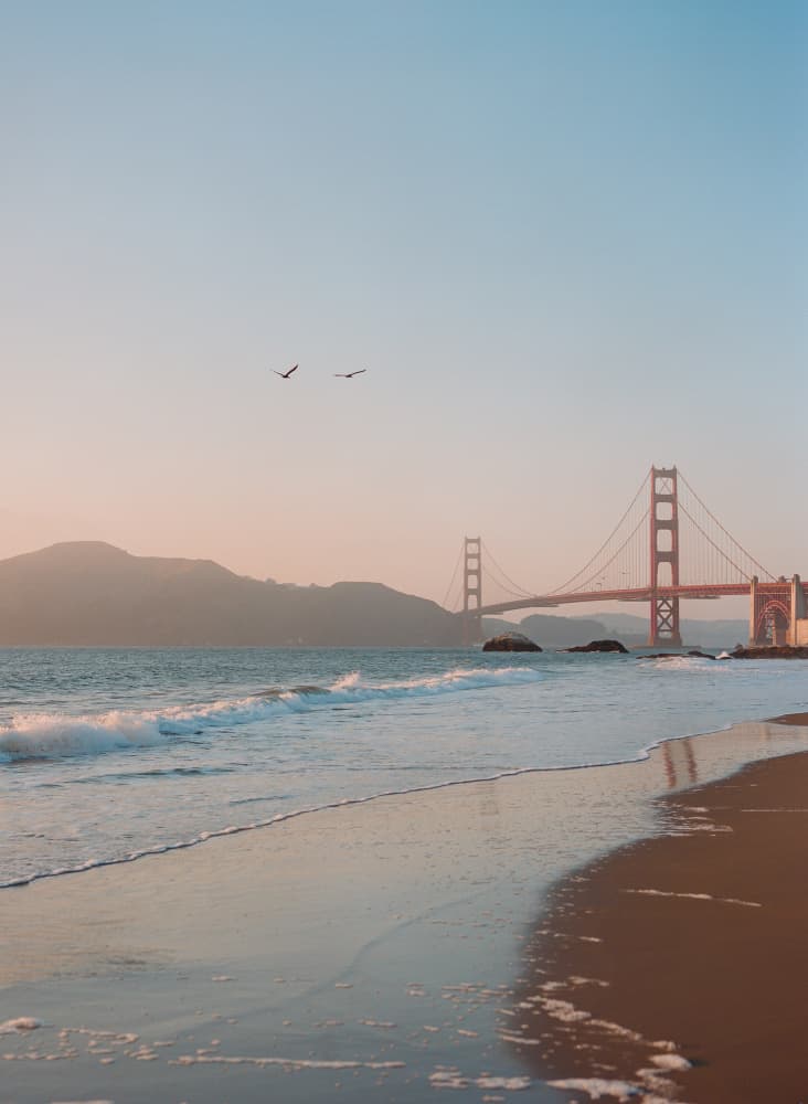 Golden Gate Sunset Beach by Bethany Young — canvas wall art