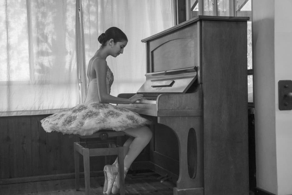 Ballerina Playing Piano by Anna Kogan — canvas wall art