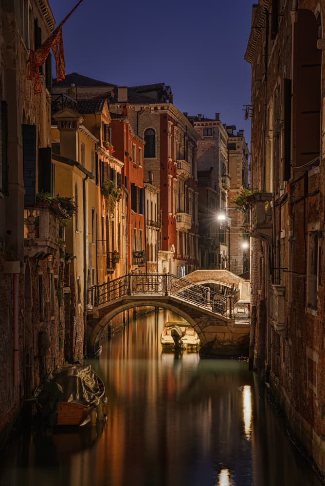 Venice Night Canal by Antoni Figueras — canvas wall art