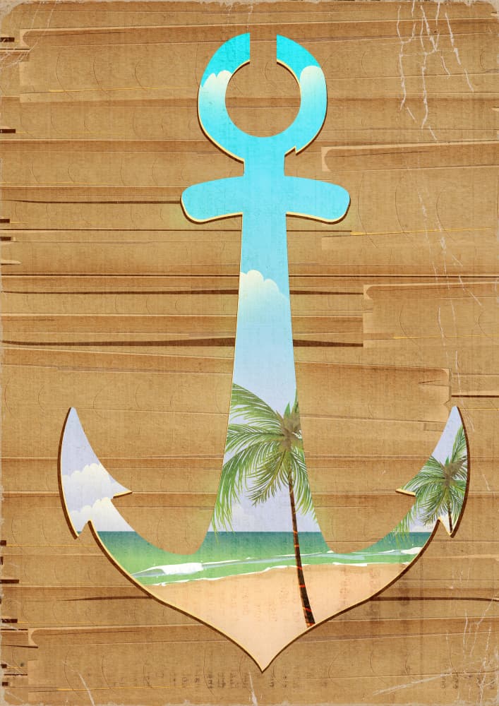 Tropical Beach Anchor View by Nicholas — canvas wall art