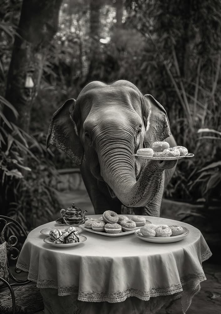Elephant Tea Party by Niky Rahner — canvas wall art
