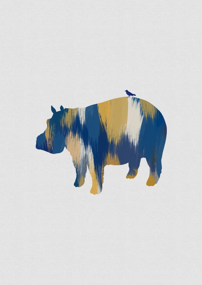 Colorful Hippo Friend by Orara Studio — canvas wall art