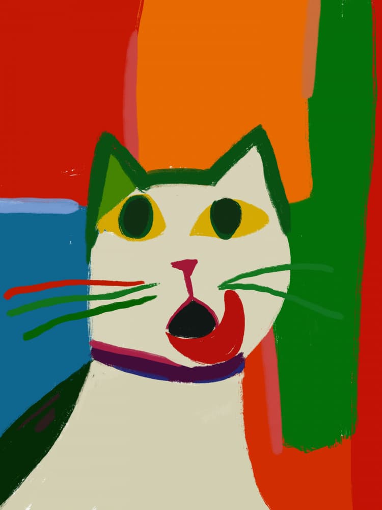 Whimsical Licking Cat by Little Dean — canvas wall art