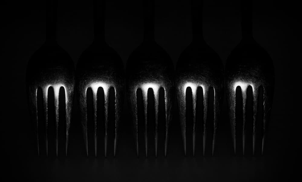 Five Glowing Forks by Wieteke de Kogel — canvas wall art