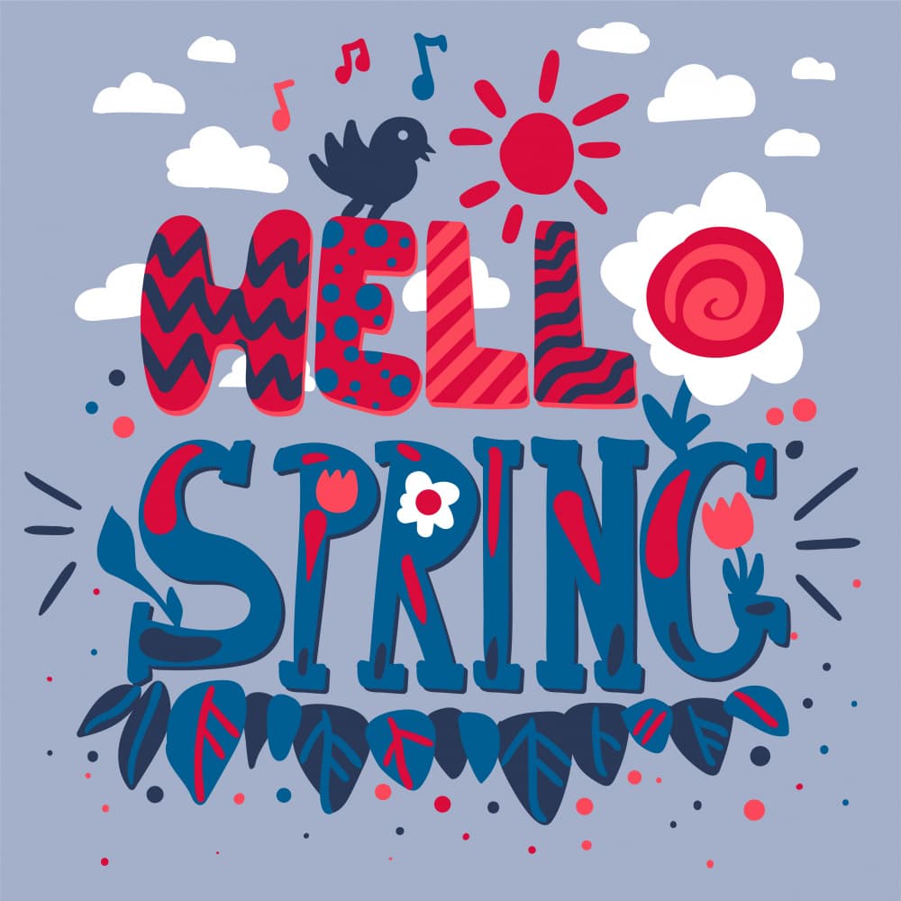 Whimsical Hello Spring by Marika Barsrsind — canvas wall art