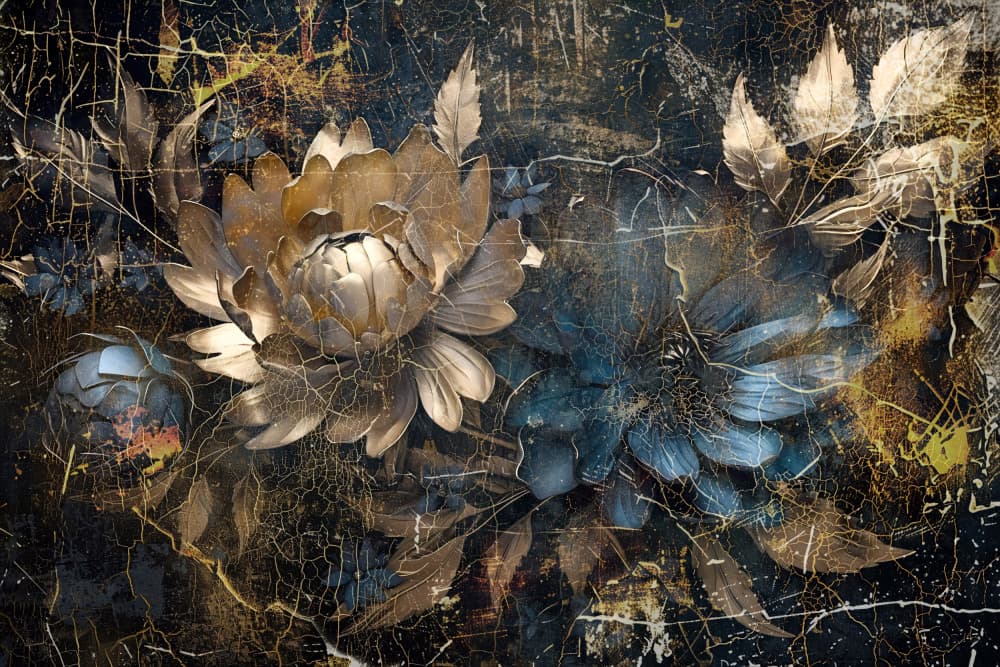 Golden Blue Bloom by Rafal Kulik — canvas wall art