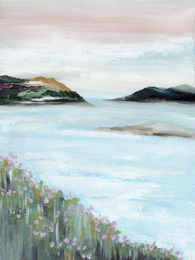 Serene Coastal Blossoms by Nikita Jariwala — canvas wall art