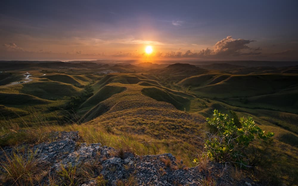 Sunset Rolling Hills by R Suguri — canvas wall art