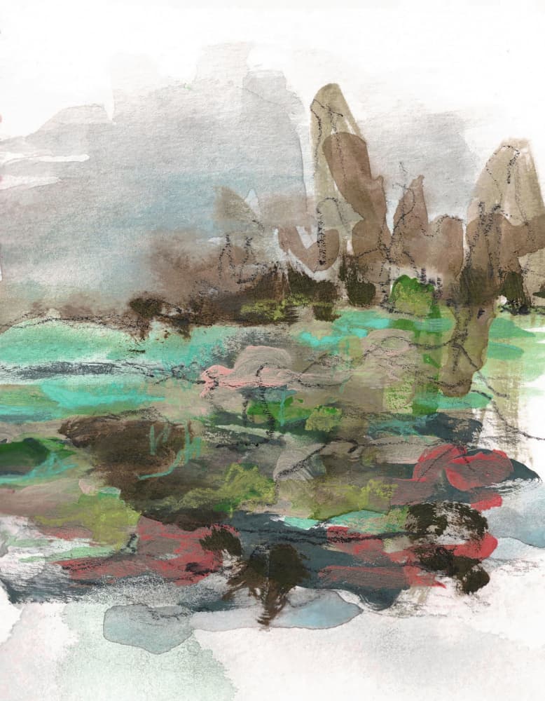 Serene Mountain Reflections by Lori Ann Folz — canvas wall art