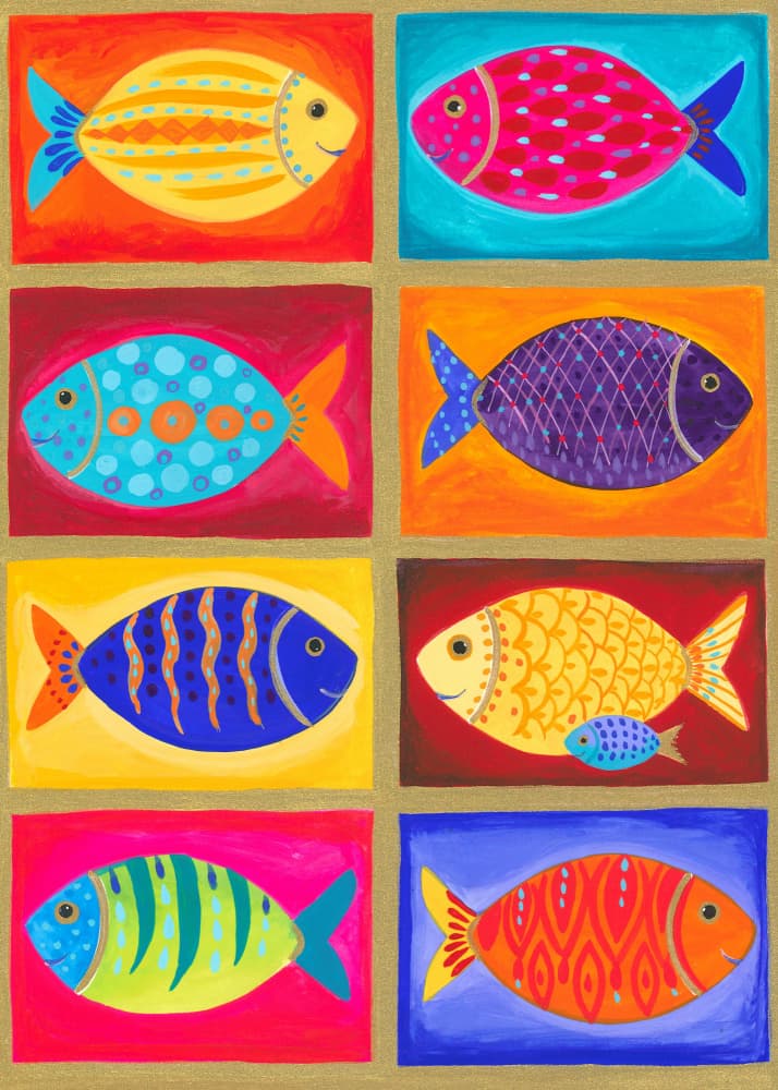 Colorful Fish Tiles by Isabelle Brent — canvas wall art