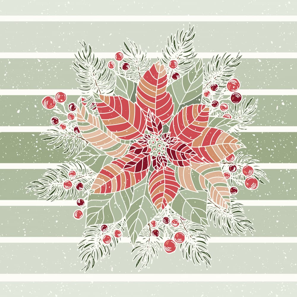 Vintage Christmas Poinsettia by Olena Kovalova — canvas wall art