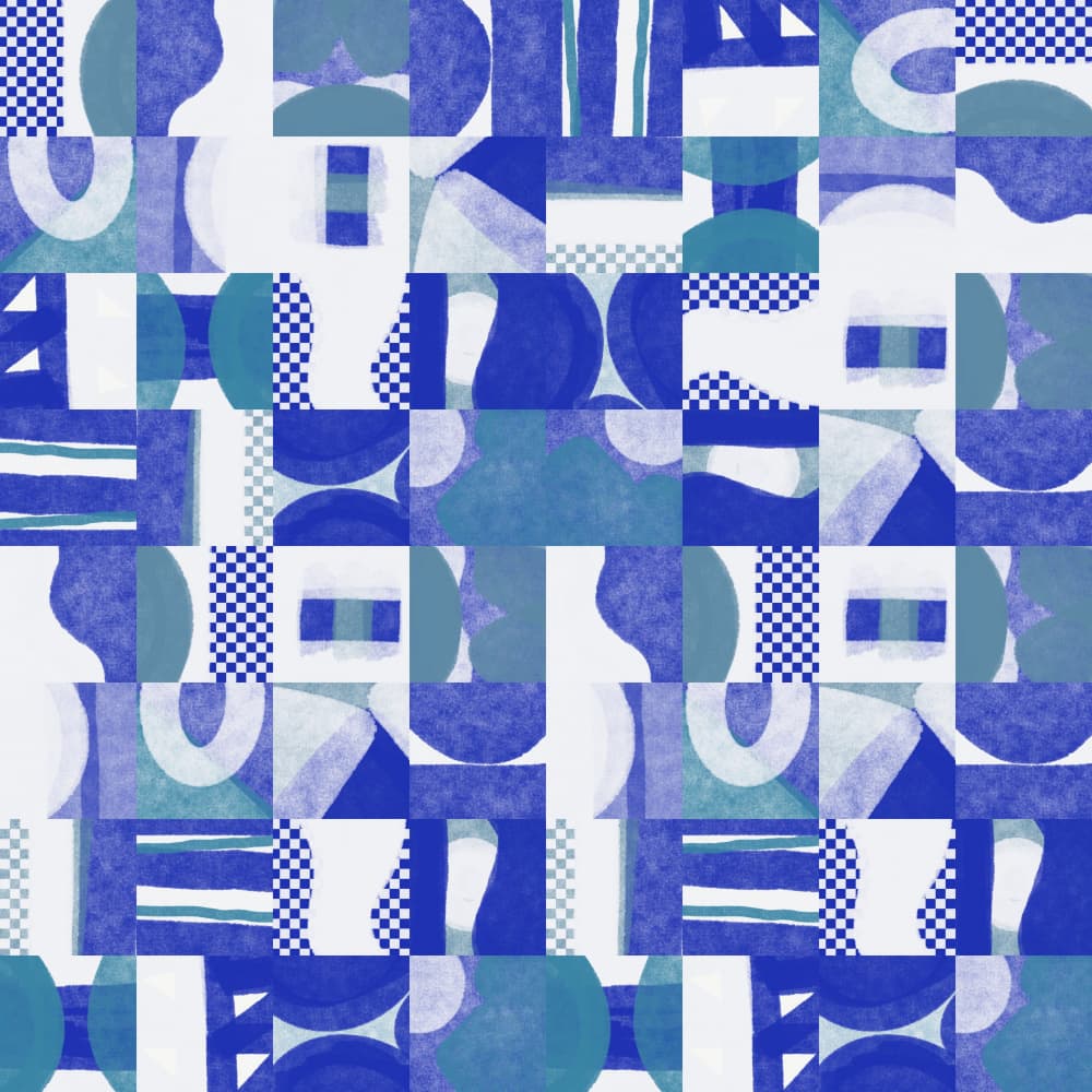 Blue Abstract Shapes Pattern by Little Dean — canvas wall art
