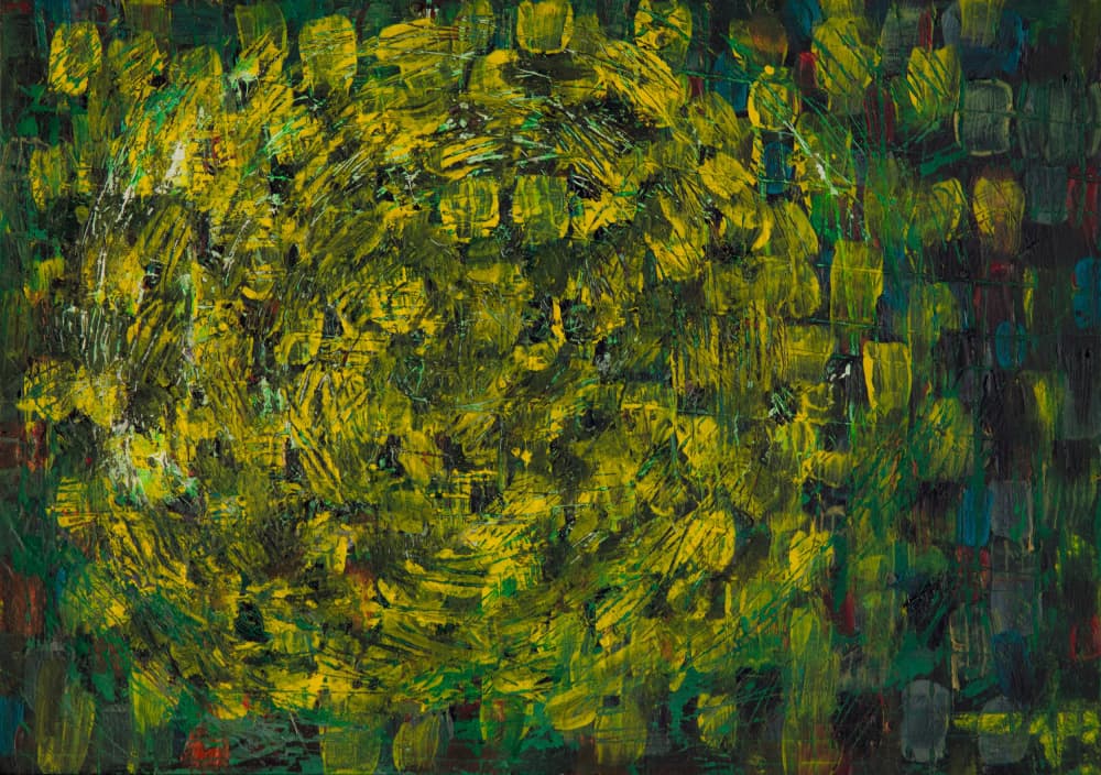 Vibrant Green Yellow Abstract by Dale Hefer — canvas wall art