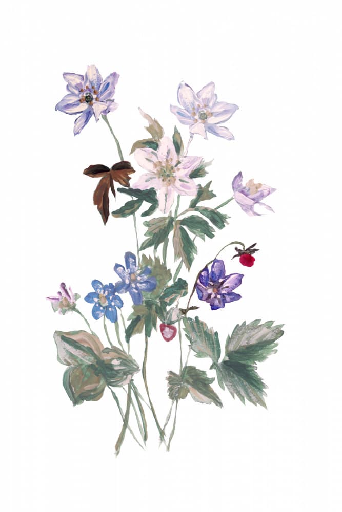 Wildflower Watercolor Bouquet by cartissi — canvas wall art