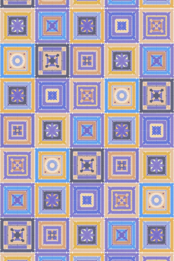 Cozy Patchwork Squares by Rosana Laiz Blursbyai — canvas wall art