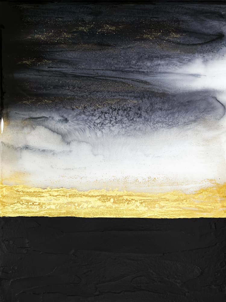 Black Gold Abstract Flow by Alyson Storms — canvas wall art