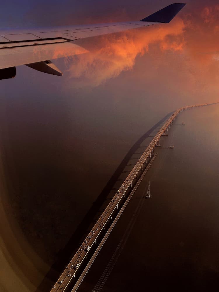 Aerial Bridge Sunset by Jasmine Zhang — canvas wall art