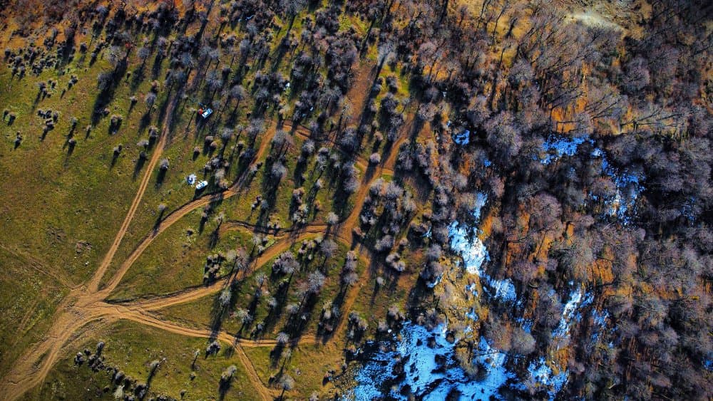 Aerial Winter Roads by Saeed Keramati — canvas wall art