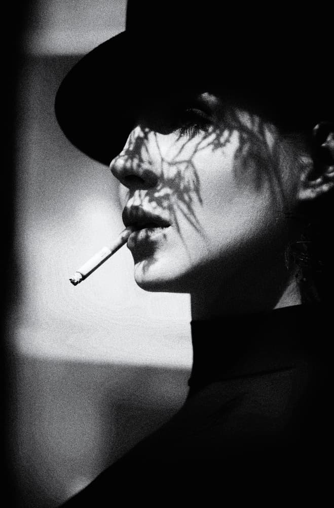 Shadowed Smoking Woman by Peter Schaller — canvas wall art