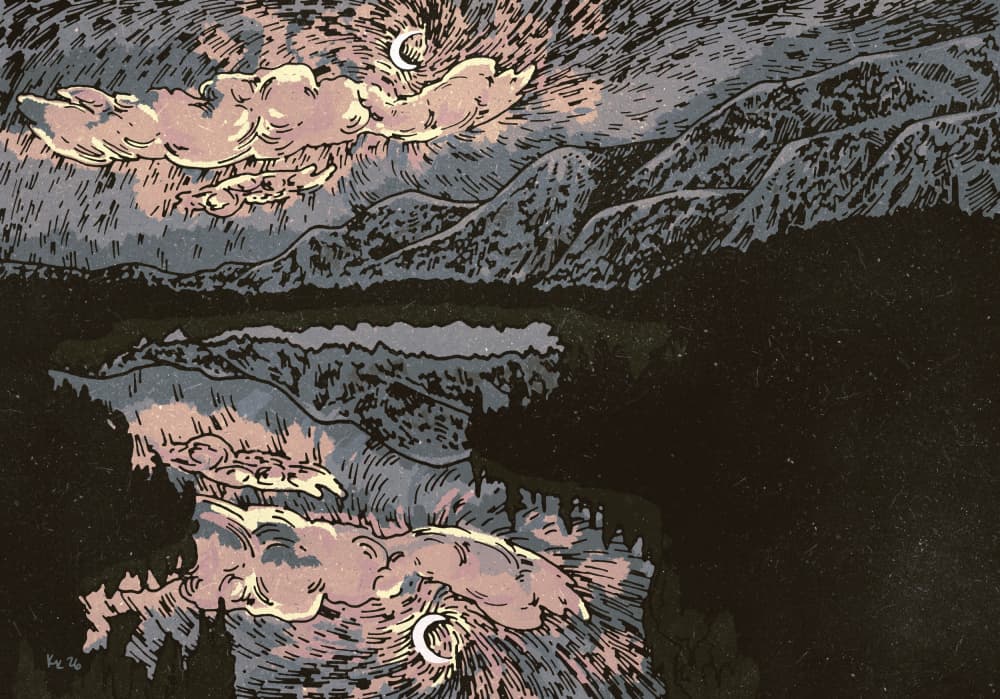 Moonlit Mountain Lake by Katariina Kosunen — canvas wall art