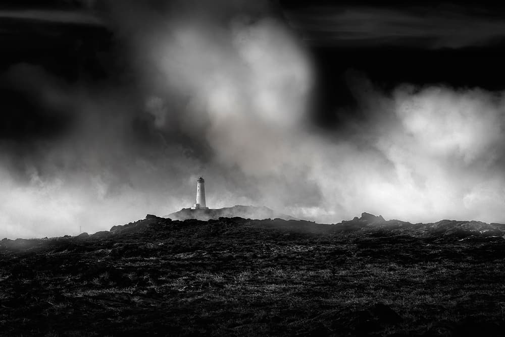 Isolated Lighthouse in Fog by George Digalakis — canvas wall art