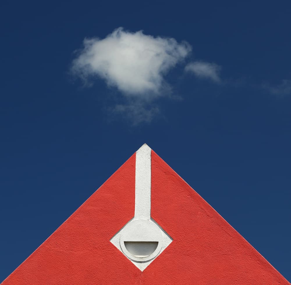 Minimal Red Roof Sky by Hans-Wolfgang Hawerkamp — canvas wall art