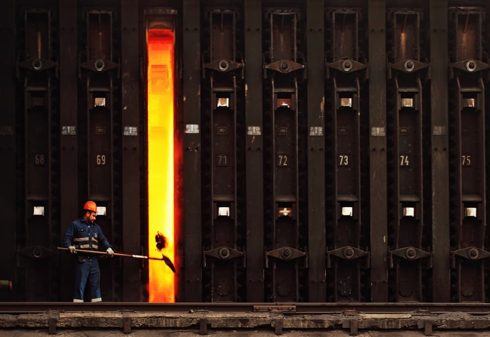 Glowing Furnace Worker by Nurten Öztürk — canvas wall art