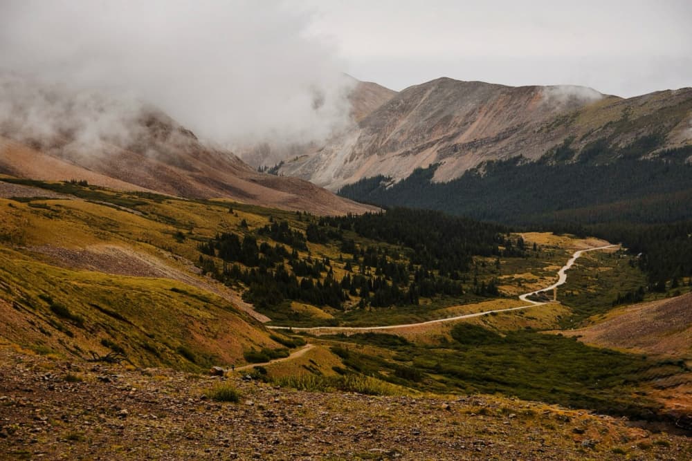 Misty Mountain Road by Del Mundo Imagery — canvas wall art