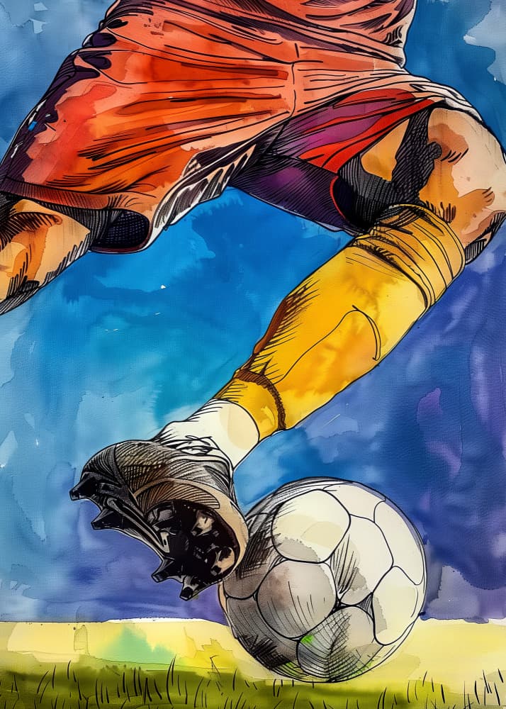 Soccer Player Kicking Ball by Justyna Jaszke — canvas wall art