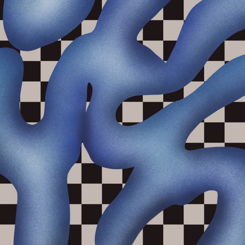 Fluid Blue Checkers by Little Dean — canvas wall art