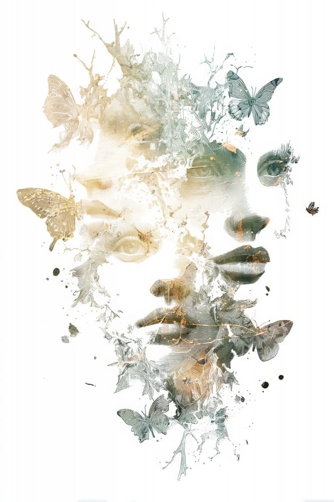Ethereal Butterfly Faces by Rafal Kulik — canvas wall art