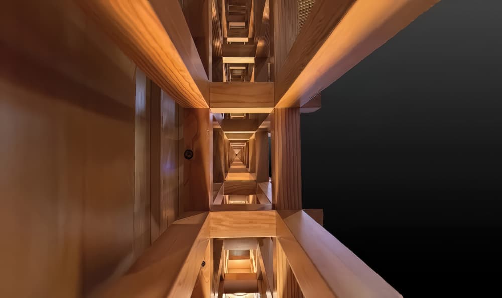 Infinite Wooden Tunnel by Sunil Kulkarni — canvas wall art