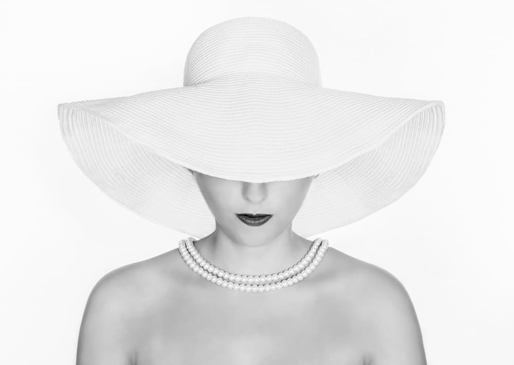 Elegant Woman White Hat by Pauline Pentony MA ARPS DPAGB — canvas wall art