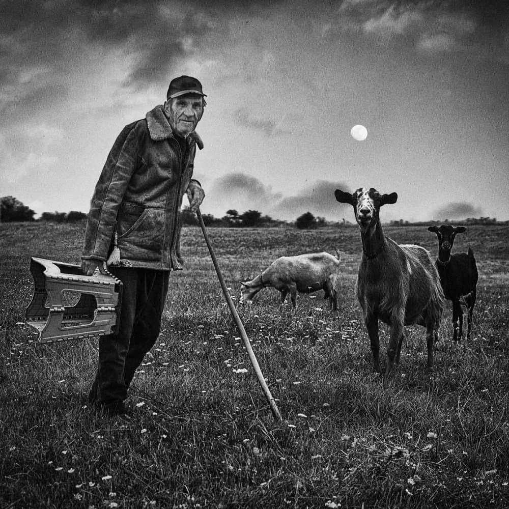 Old Man Goats Moon by Todor Tanev — canvas wall art