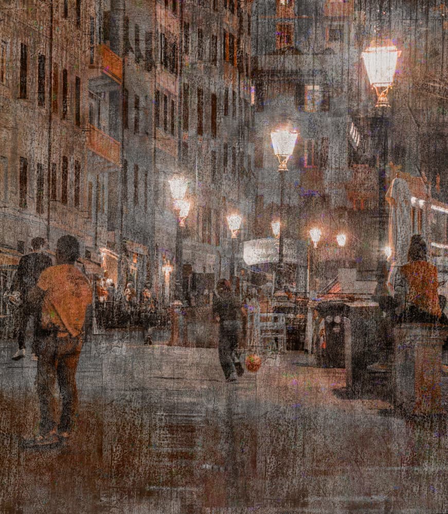 Glowing City Evening by Isabelle DUPONT — canvas wall art